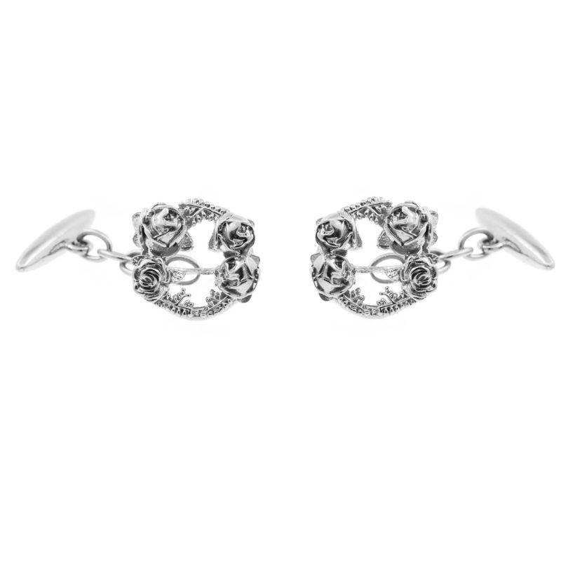 Rose Halo Cufflinks - Silver image