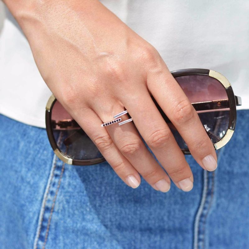 Neringa Silver Stacking Ring With White Topaz image