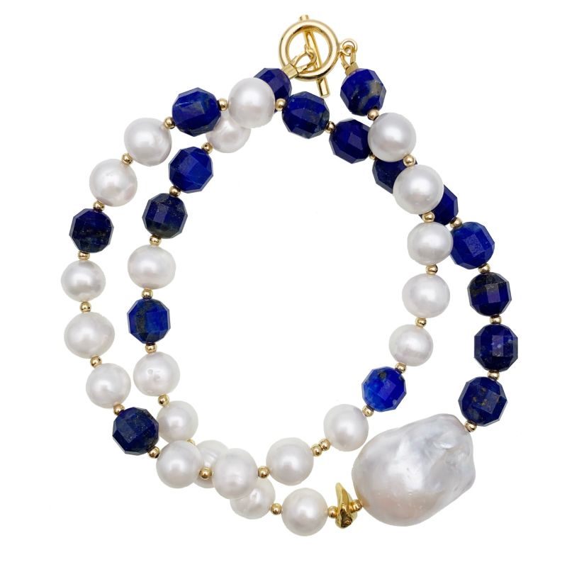 Freshwater Pearls & Lapis Lazuli Multi-Way Short Necklace image