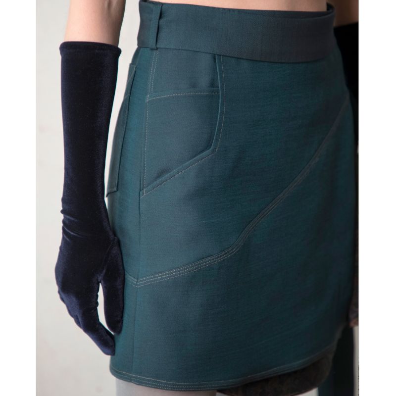 Asymmetric Detail Jacquard Wool Silk Skirt image