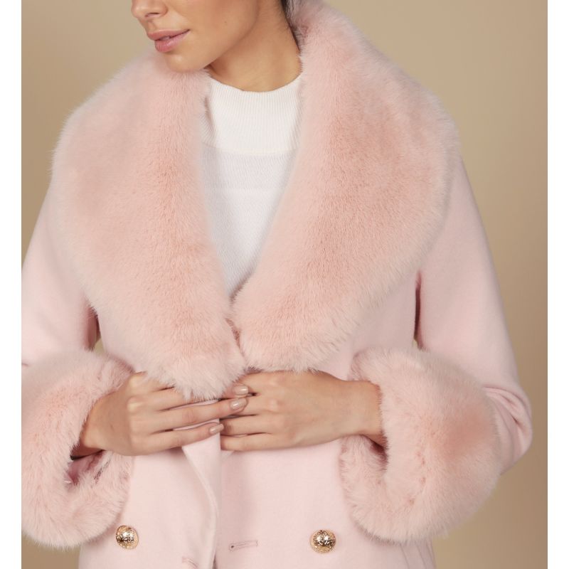 'Marlene' 100% Cashmere & Wool Coat In Rosa image