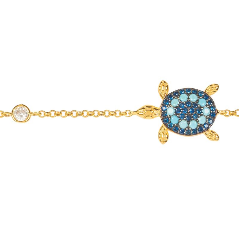 Turtle Turquoise Blue Bracelet Gold image