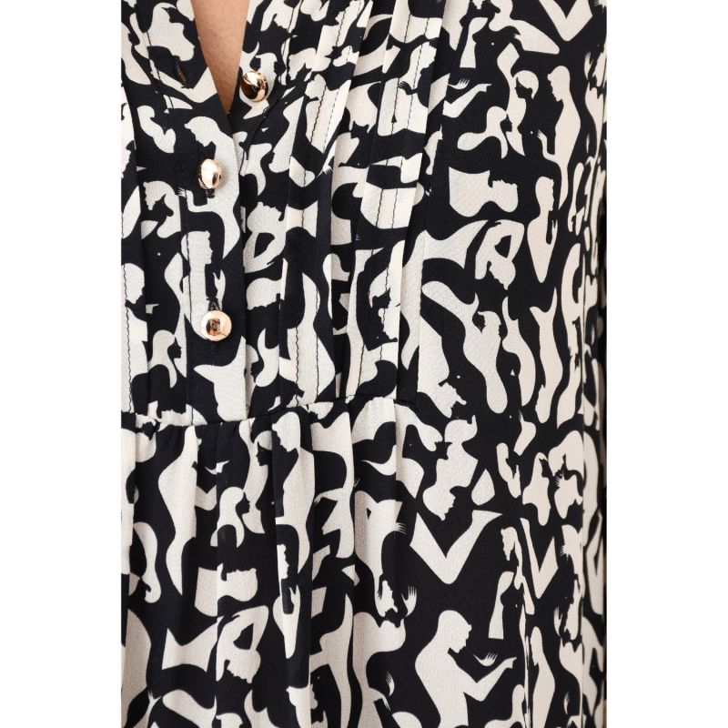 Chloe Dress Black & Cream Karma Print image