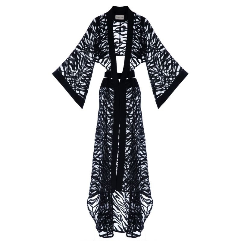 Woman Black Long Kimono - Black image