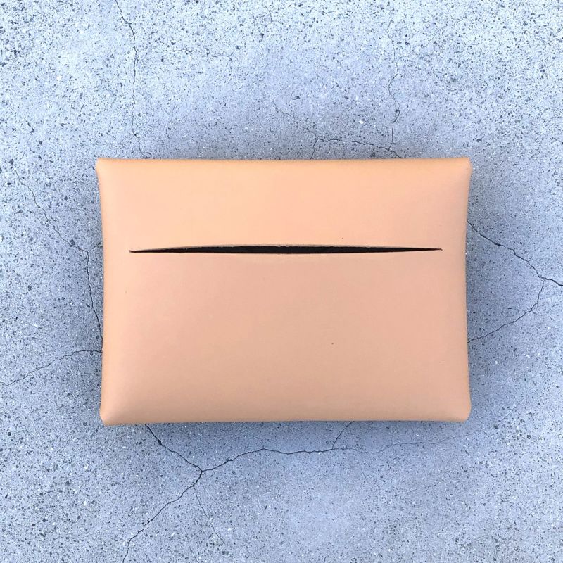 Women’s Leather Minimal Card Holder Wallet- Cashew image