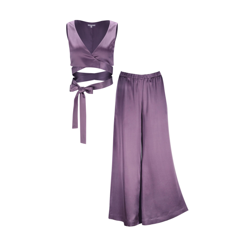 Women's Silk Pants Set 'Inona' In Noble Purple image