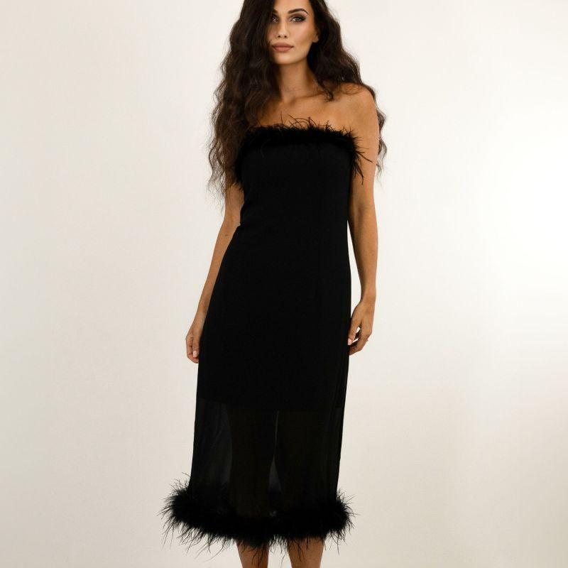 Womens Ostrich Feather Trimmed Dress image