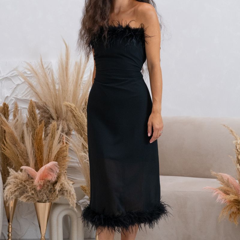 Womens Ostrich Feather Trimmed Dress image