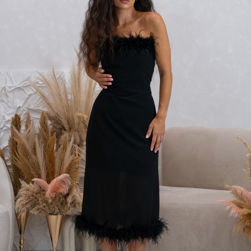 Womens Ostrich Feather Trimmed Dress image