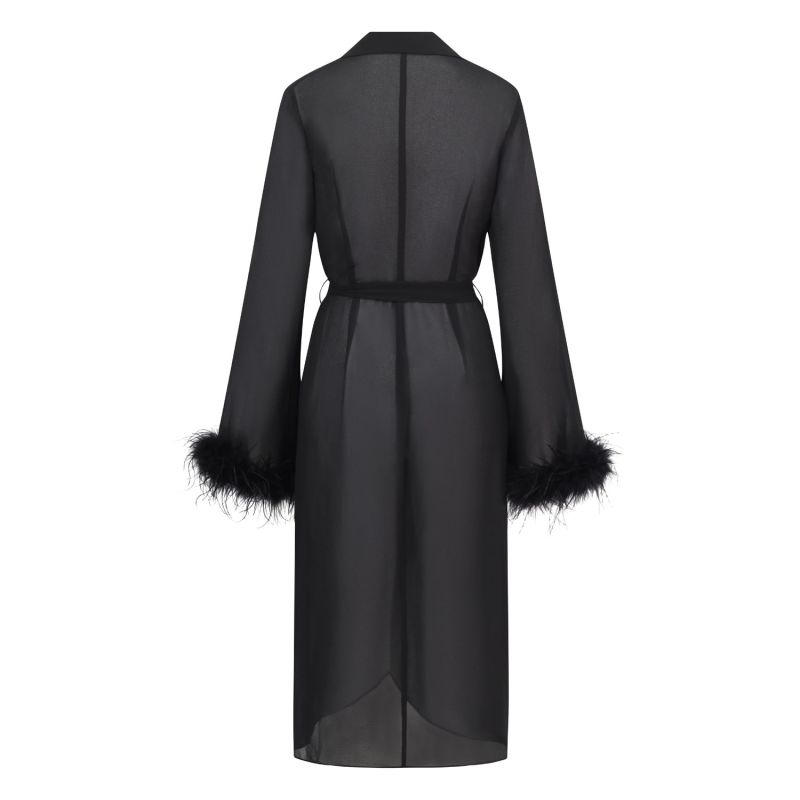 Womens Ostrich Feather Trimmed Wrap Dress image