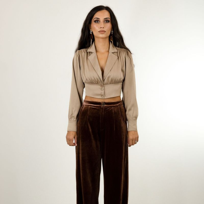 Womens Silk Cropped Shirt image