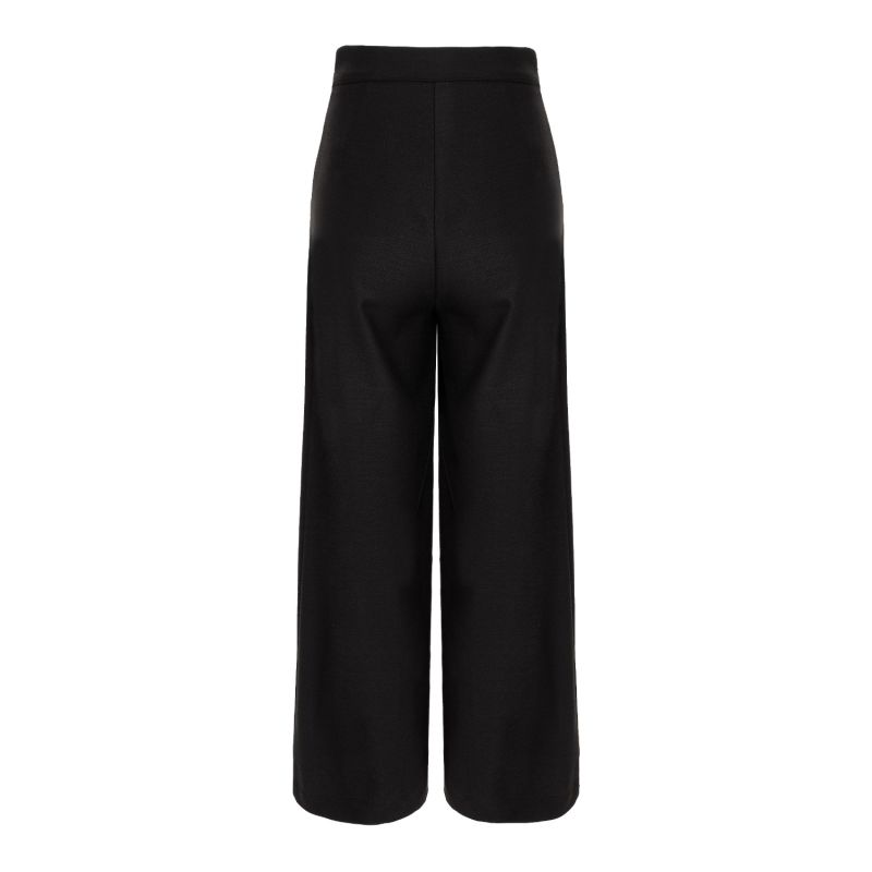 Wool Wide Leg Trousers - Black image