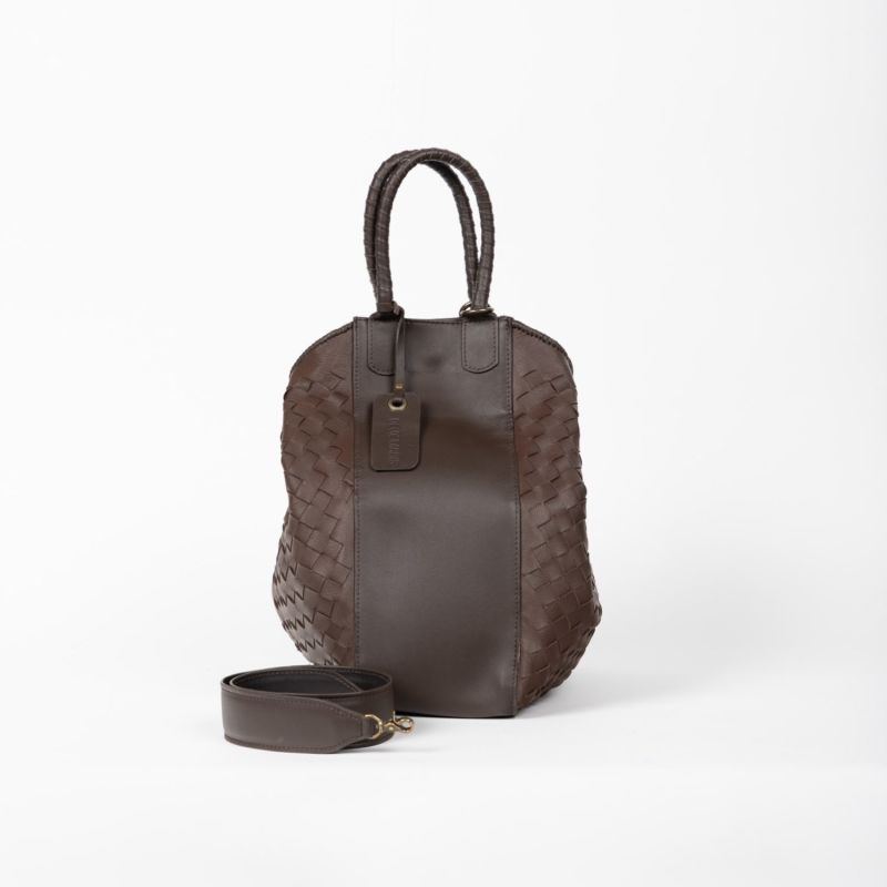 Woven Leather All Day Tote Bag Brown image