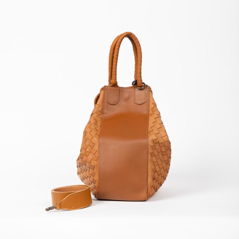 Woven Leather All Day Tote Bag Cognac image