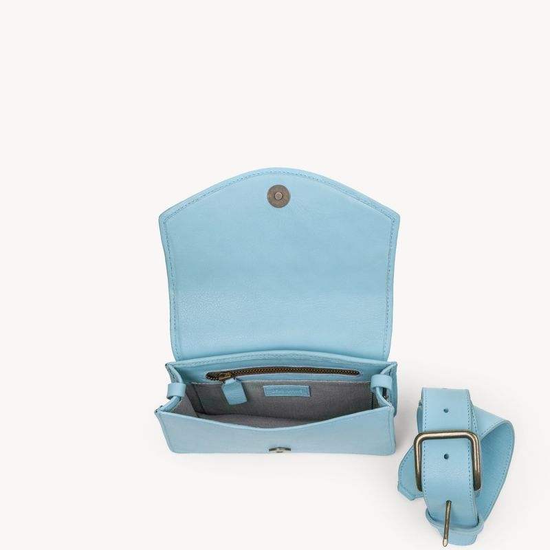 Woven Leather Belt Bag - Sky Blue image