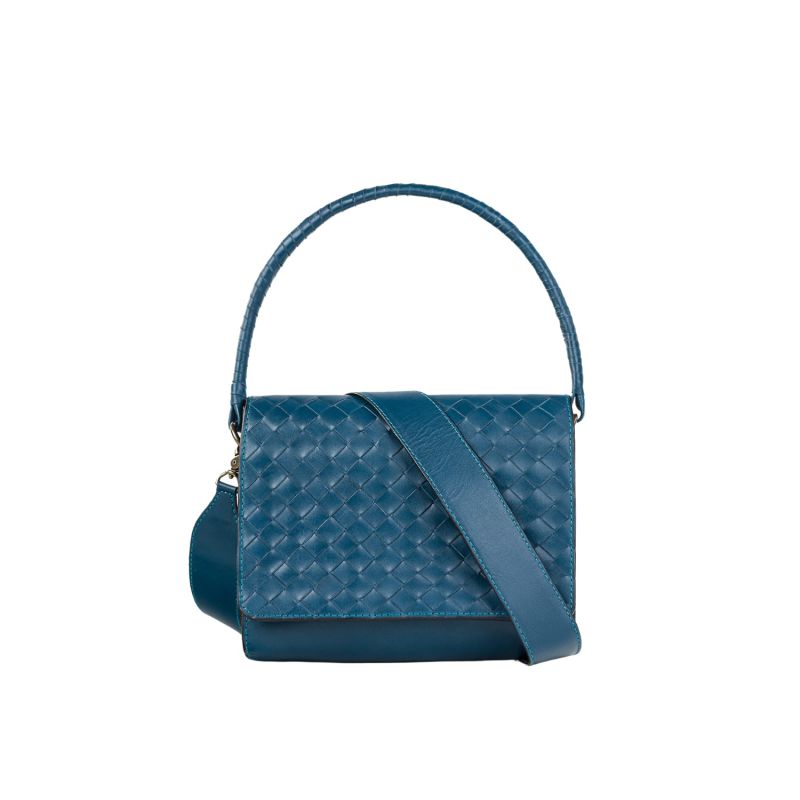 Woven Leather Crossbody Bag Blue image