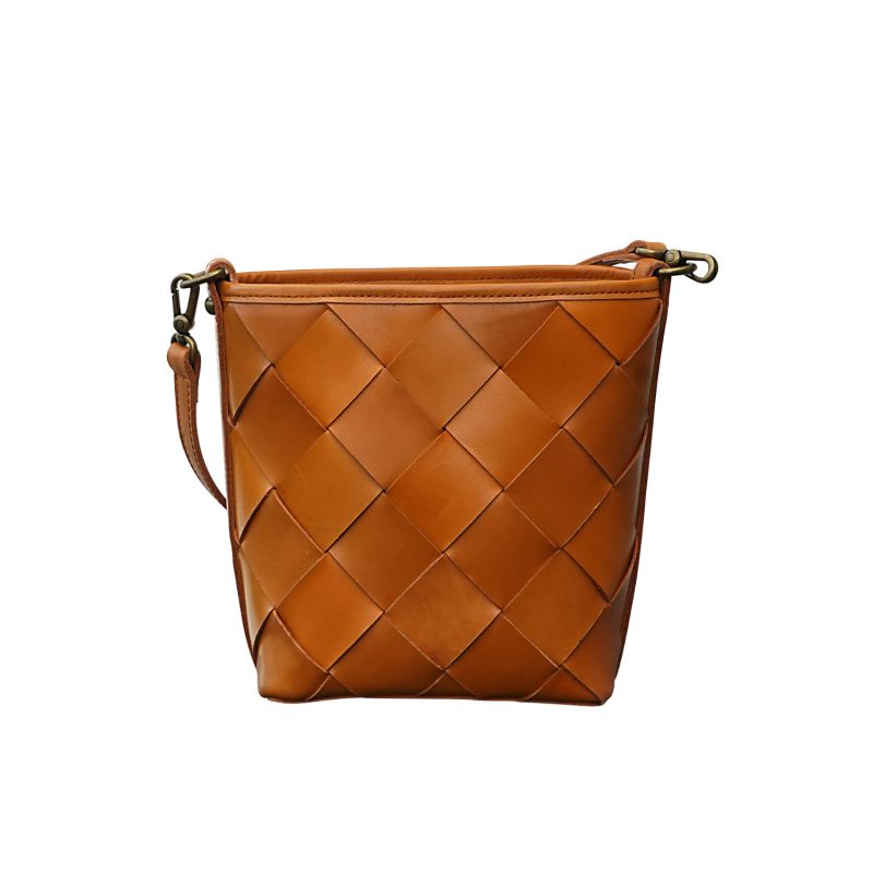 Woven Leather Crossbody Bag Brown RIMINI Wolf & Badger