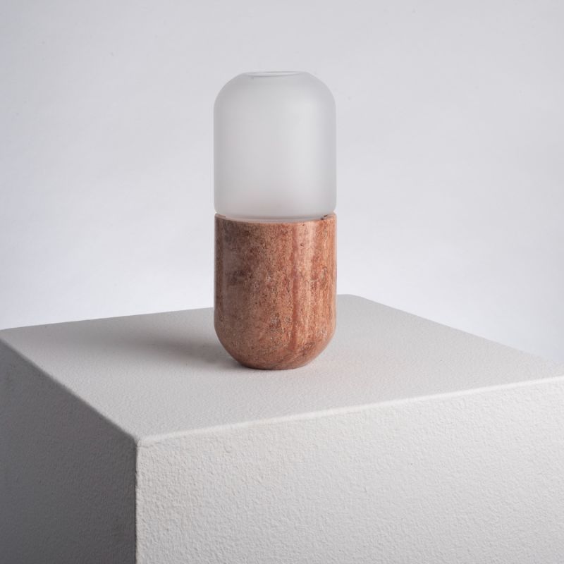 Pill Candle Holder - Red Marble image