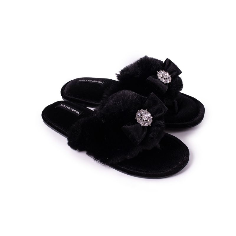 Amelie Toe Post Slipper With Diamante In Black image