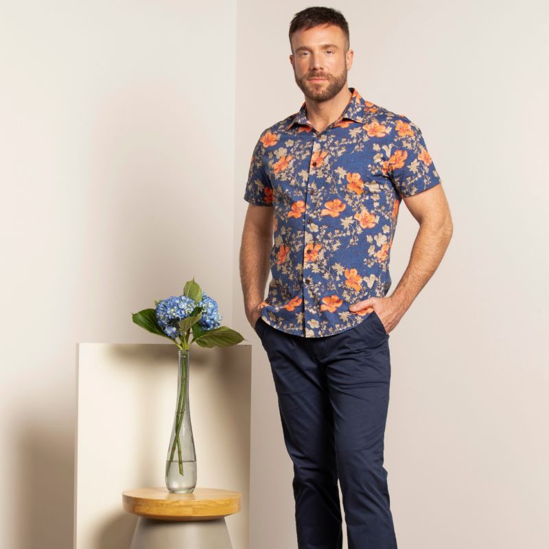 Scott Oriental Hibiscus Navy image