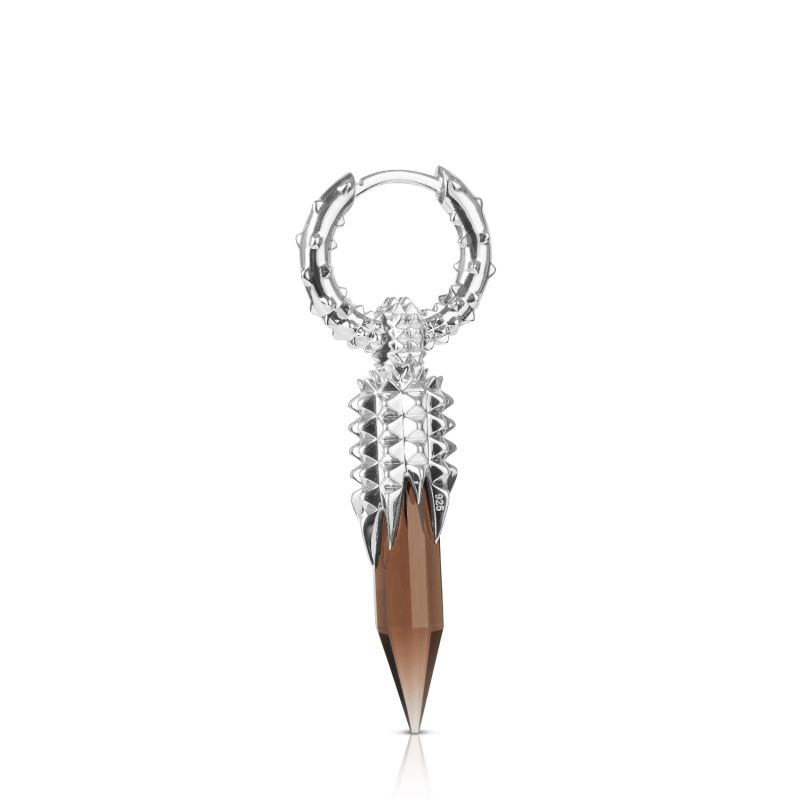 Dagger Hoops - Silver & Smokey Quartz image