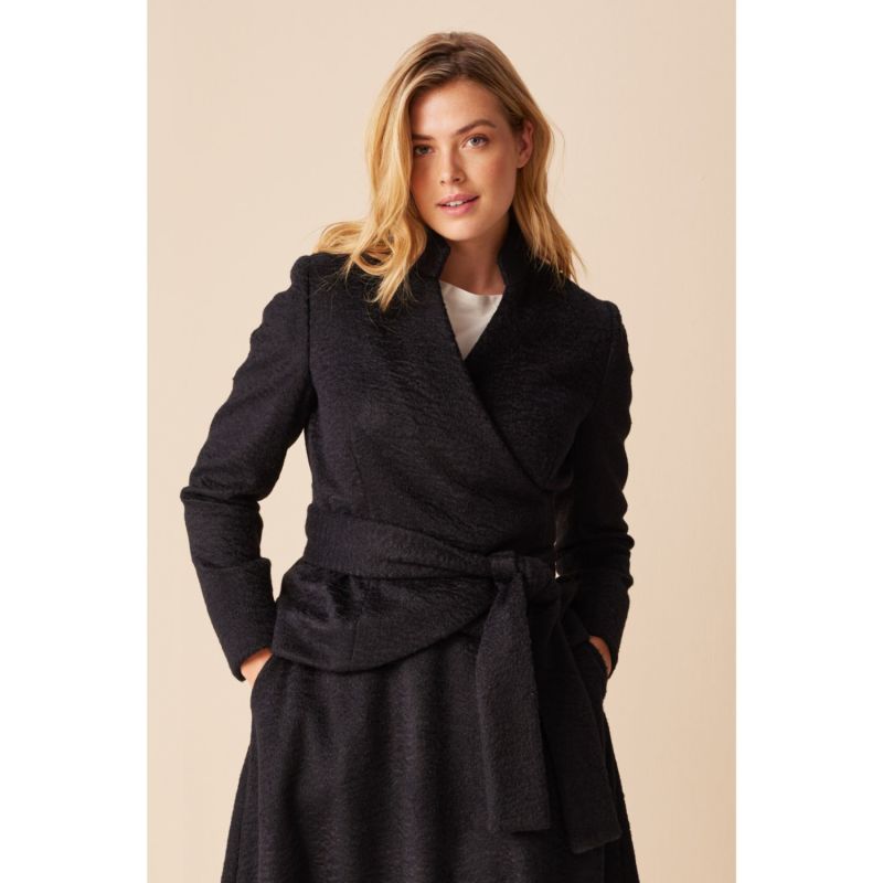 Black wrap around coat on sale