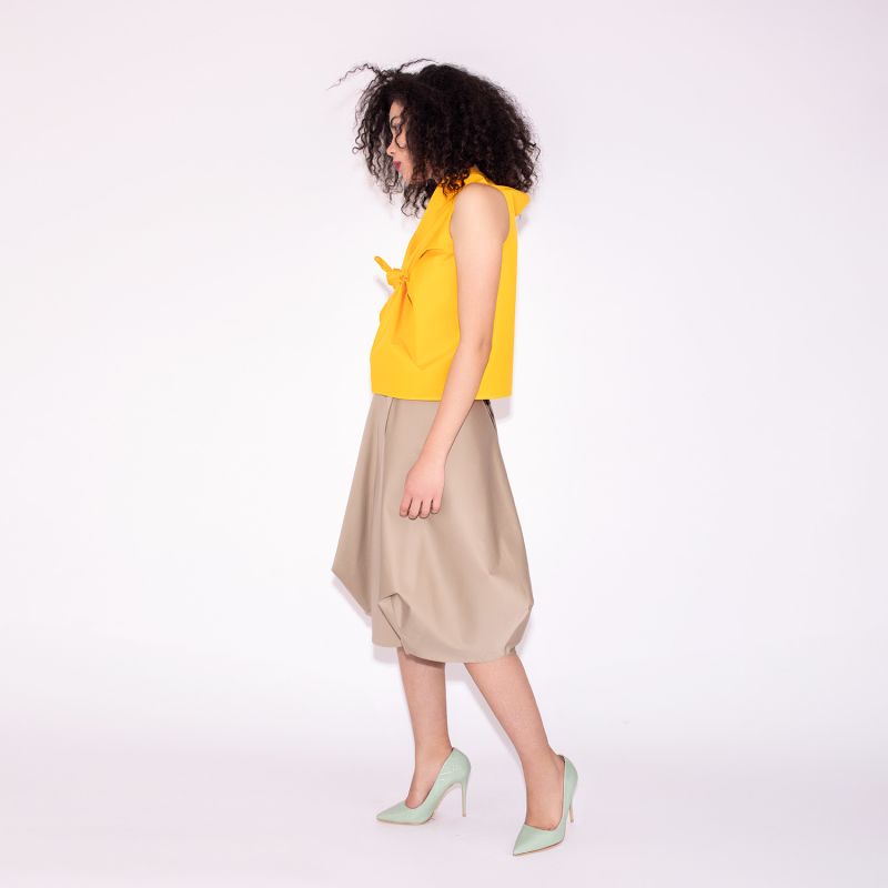 Wrapped Skirt In Beige Cotton image