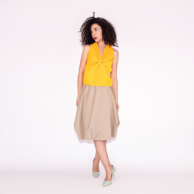 Wrapped Skirt In Beige Cotton image