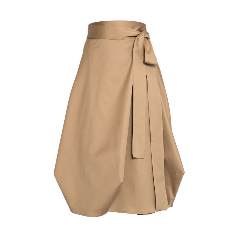 Wrapped Skirt In Beige Cotton image