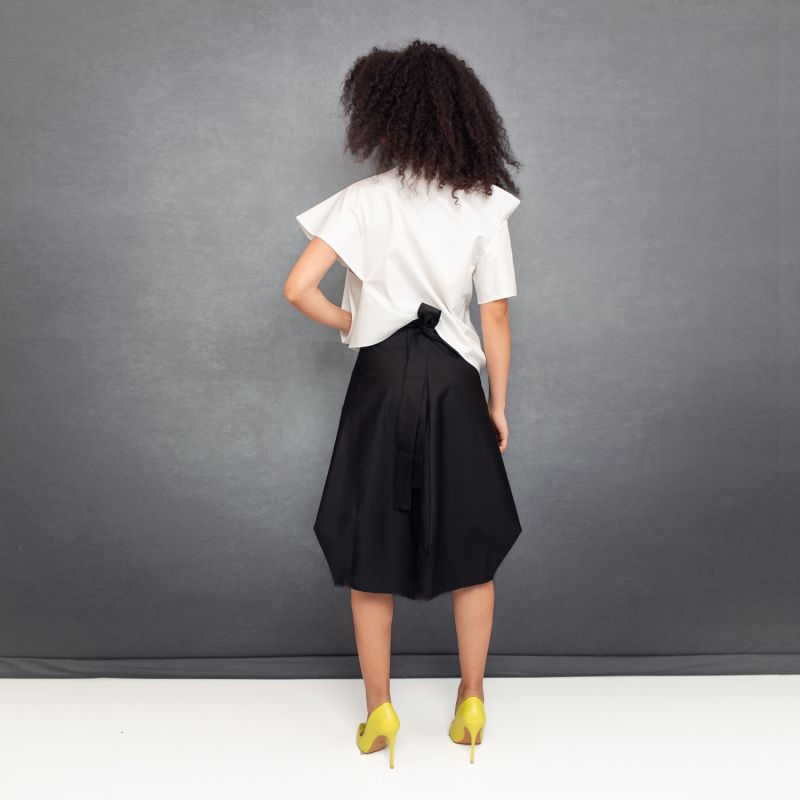 Wrapped Skirt In Black Cotton image