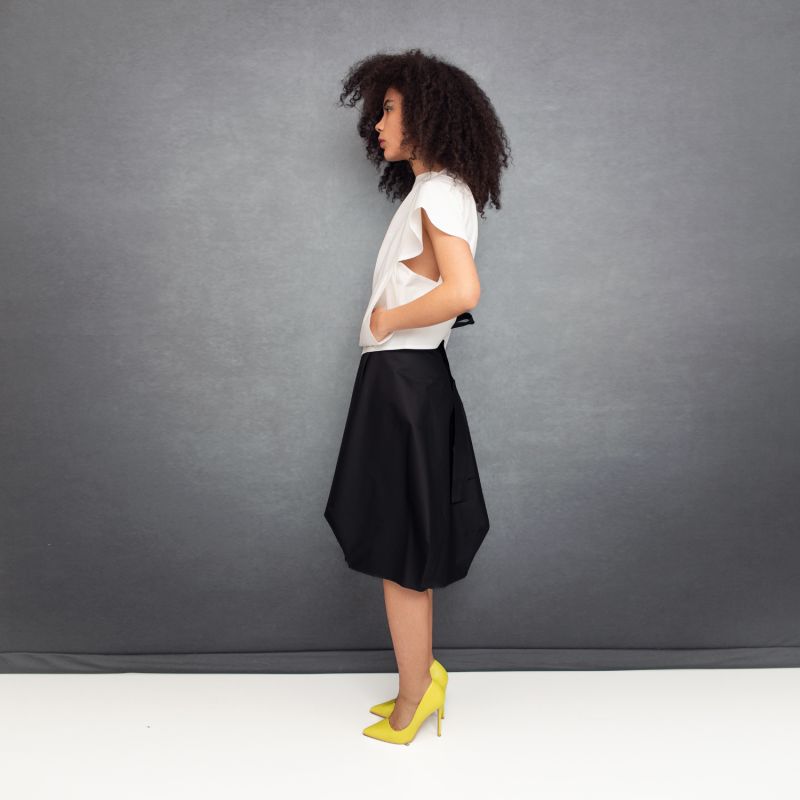 Wrapped Skirt In Black Cotton image