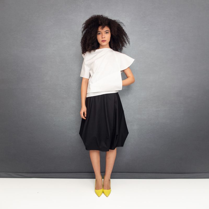 Wrapped Skirt In Black Cotton image