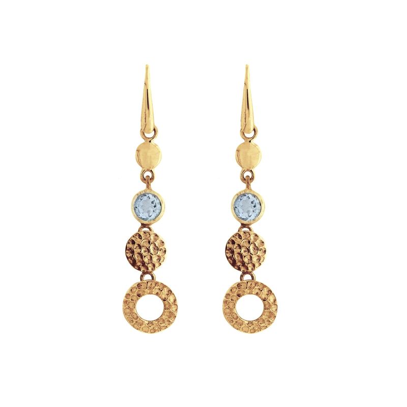 Lakshmi Gold Vermeil Statement Drop Earrings - Blue Topaz image