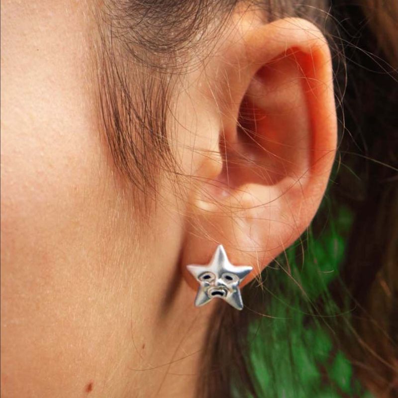 Silver Starface Earrings image