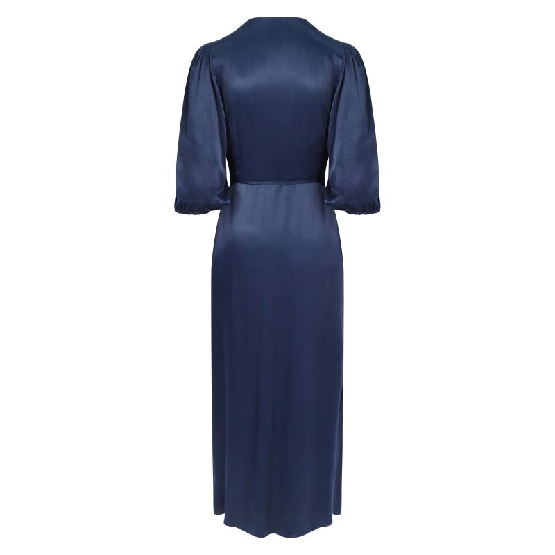 Rae Midi Wrap Dress In Midnight Blue image