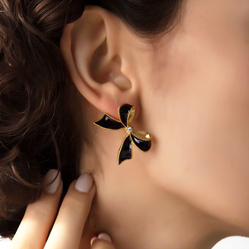 Black Bow Earrings image