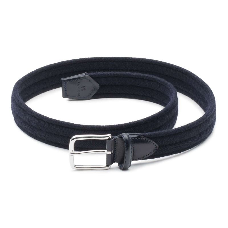 Elastic Braided Wool Belt Blue Fabiano image