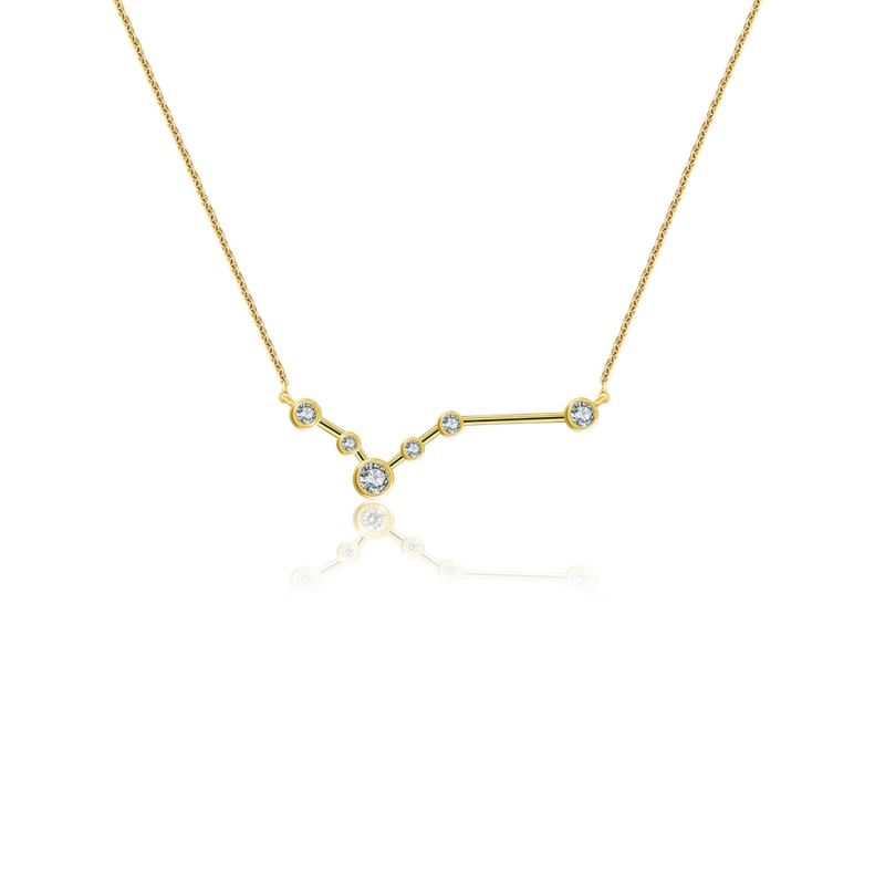 Pisces Zodiac Constellation Necklace 18K Yellow Gold & Diamond image