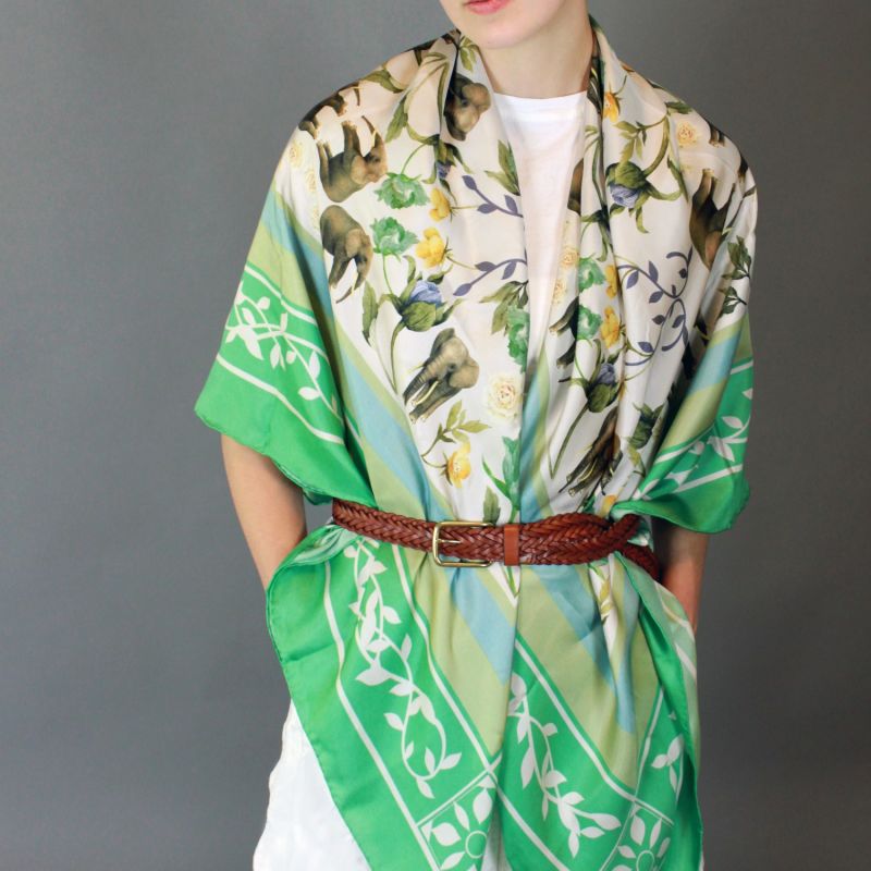 Silk Scarf In Green With Rainforest Story image