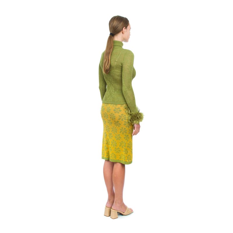 Green Knit Skirt With Handmade Knit Details image