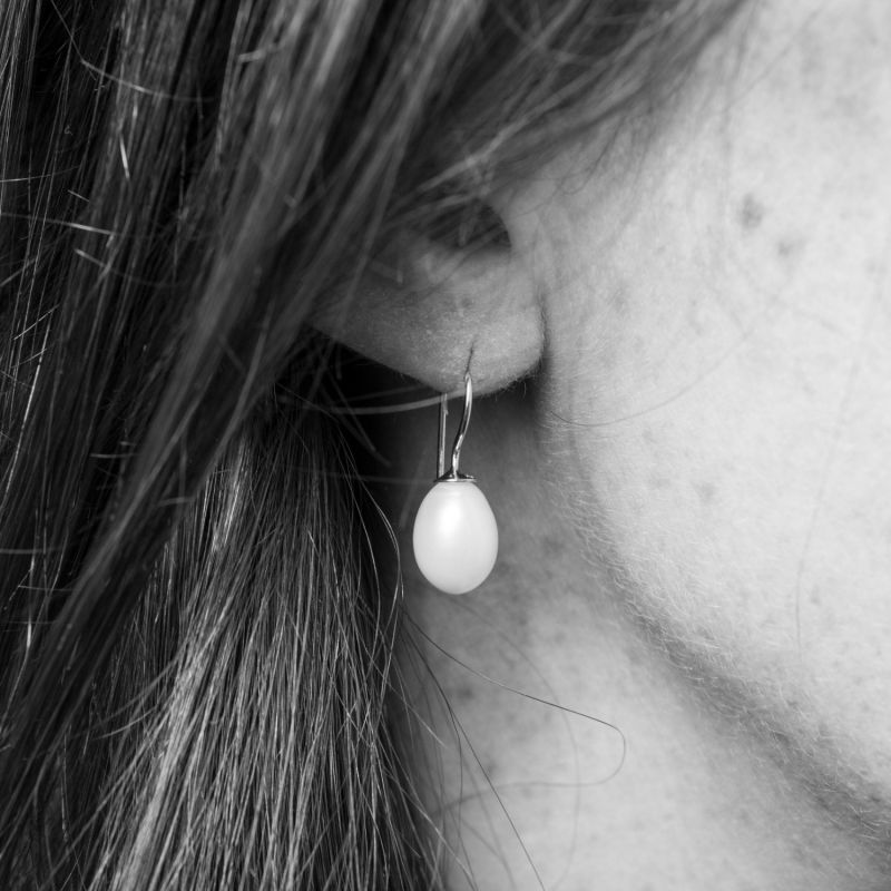 Gloucester White Freshwater Pearl & Silver Drop Earrings image