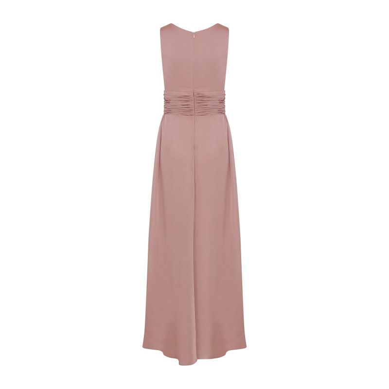 Pinky Fitted Dress With Drapelike Gather & Strap Front Detail image