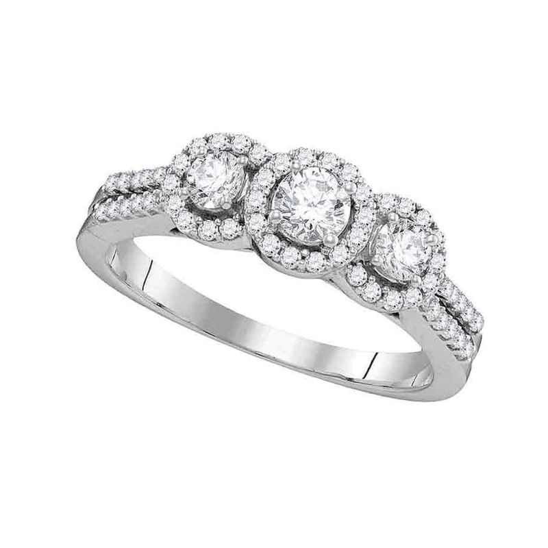 3-stone Diamond Engagement Ring in 14k White Gold image