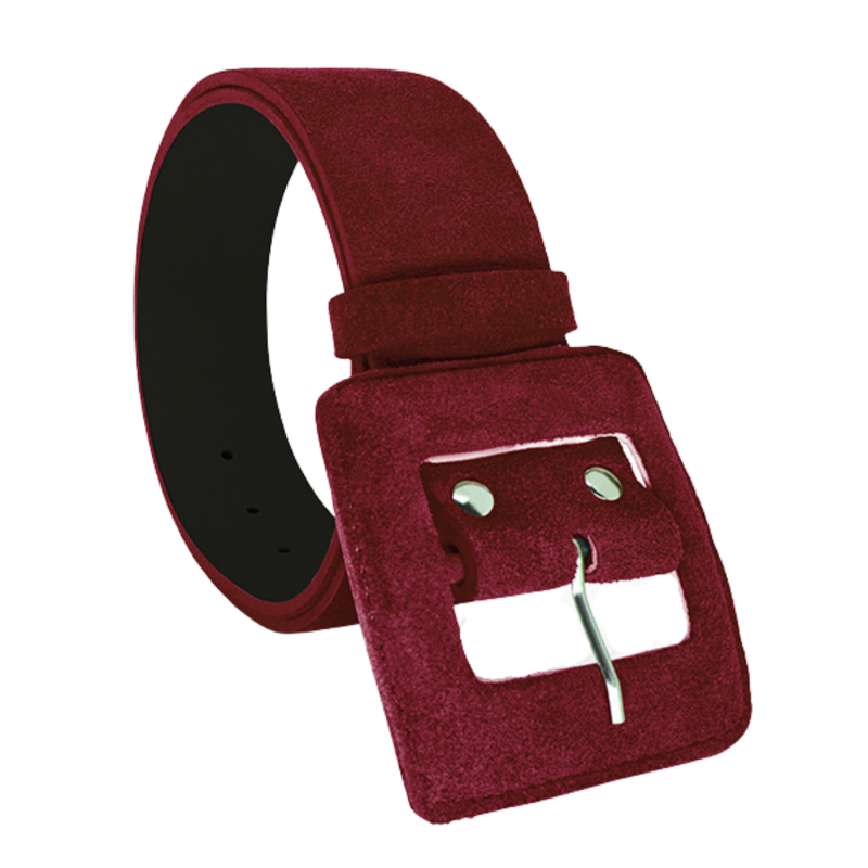 Suede Square Buckle Belt - Wine image