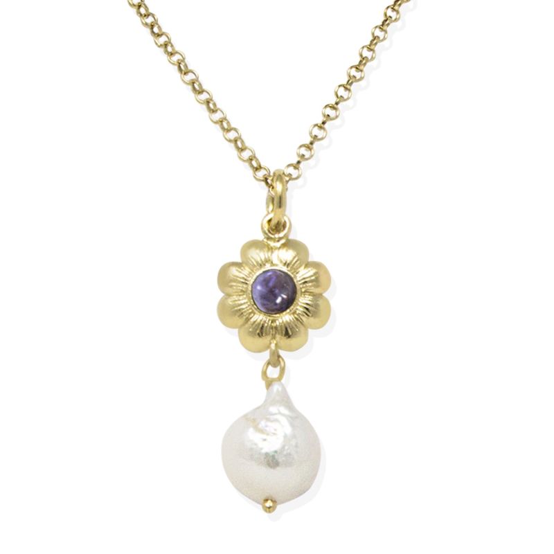 Mini Flower Gold-Plated Iolite Necklace image