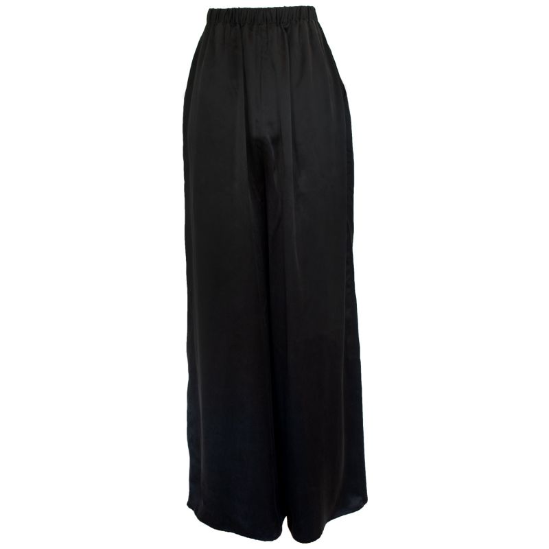 The Silk Wide Leg Pants - Black image