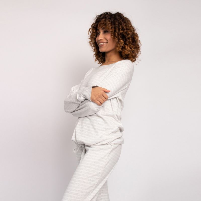 Organic Cotton Lounge Set In Grey Ecru image