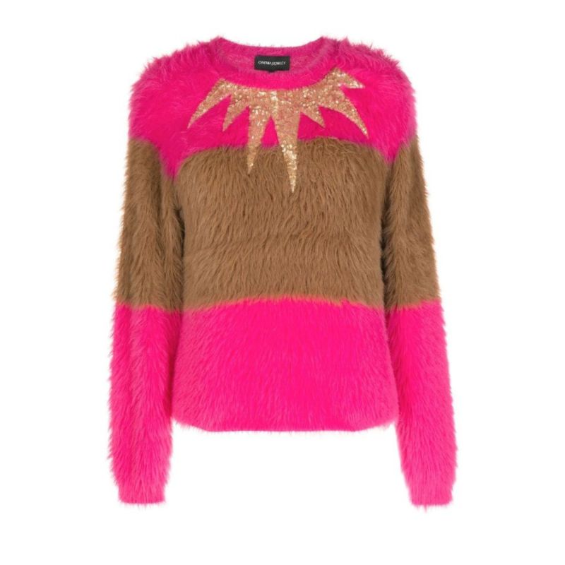 Fuzzy Stripe Sequin Sweater image