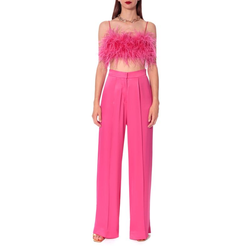 Jessie Satin Barbie Pink Wide Trousers image