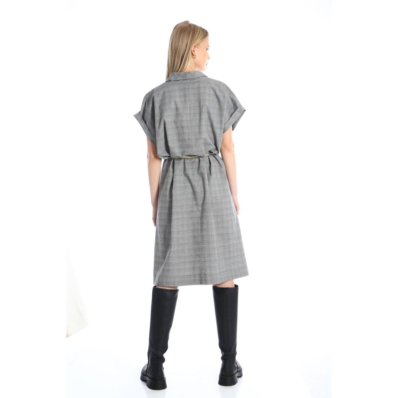 Oversized Checkered Grey Dress image